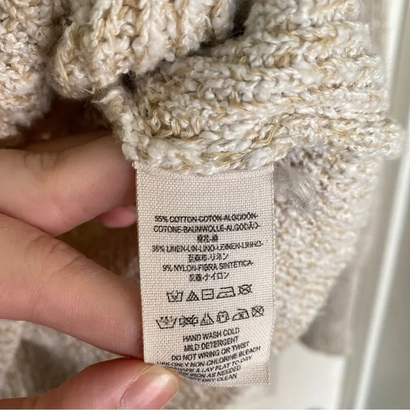 FREE PEOPLE Electric City Pullover Linen Sweater Beige Size Medium - Picture 6 of 6